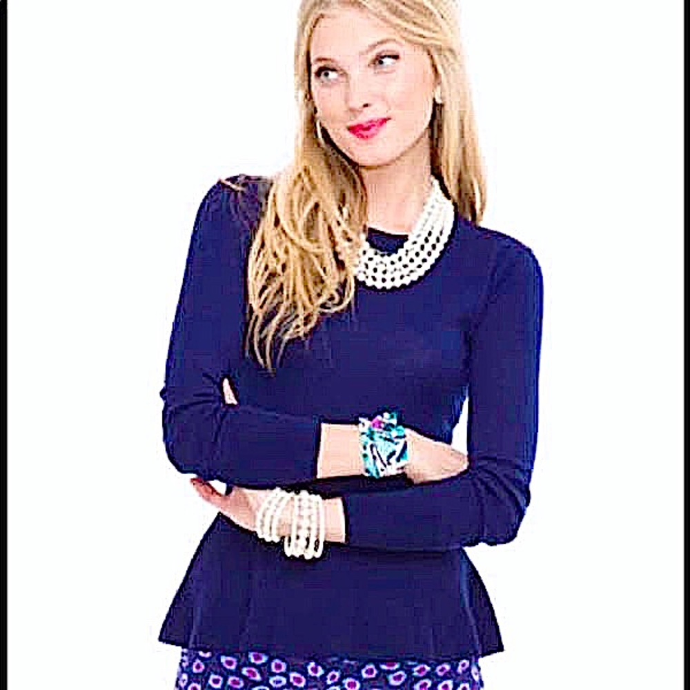 🌴NWT! Lilly Pulitzer AURORA Peplum Sweater in True Navy, Size: M